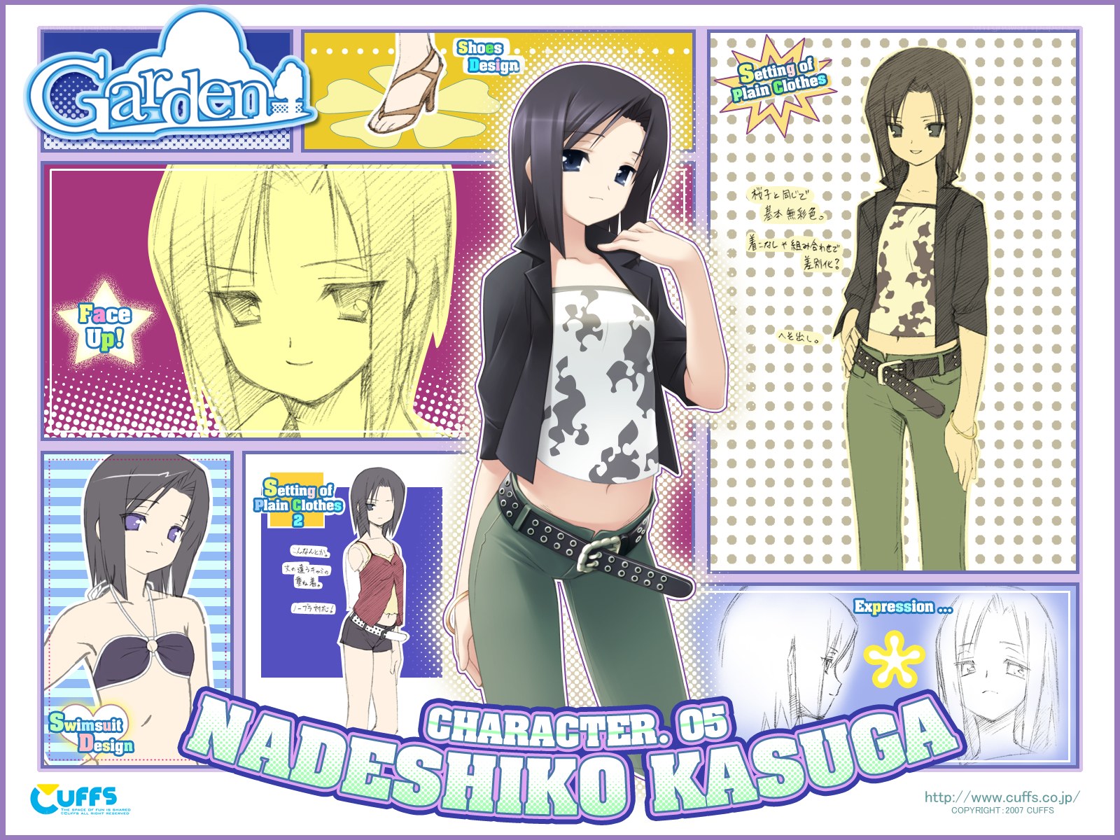 Character design sheet for Nadeshiko Kasuga
