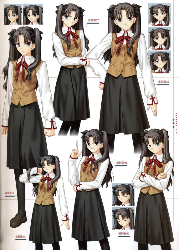character design sheet for Rin Tohsaka