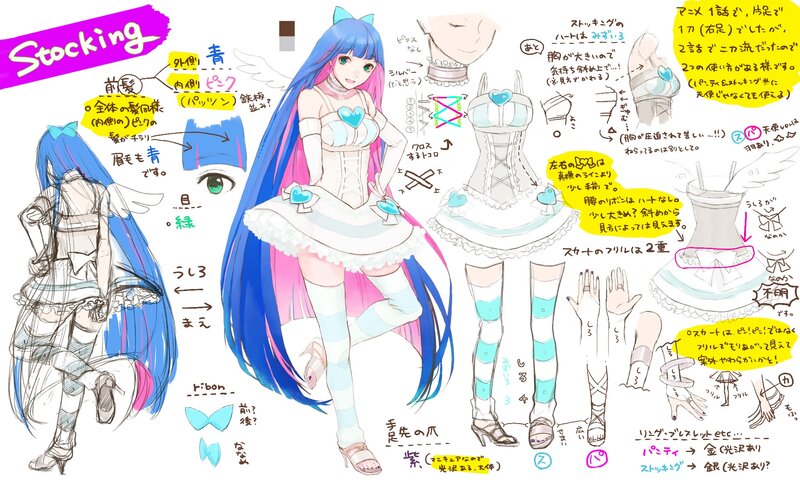 character design sheet for Stocking