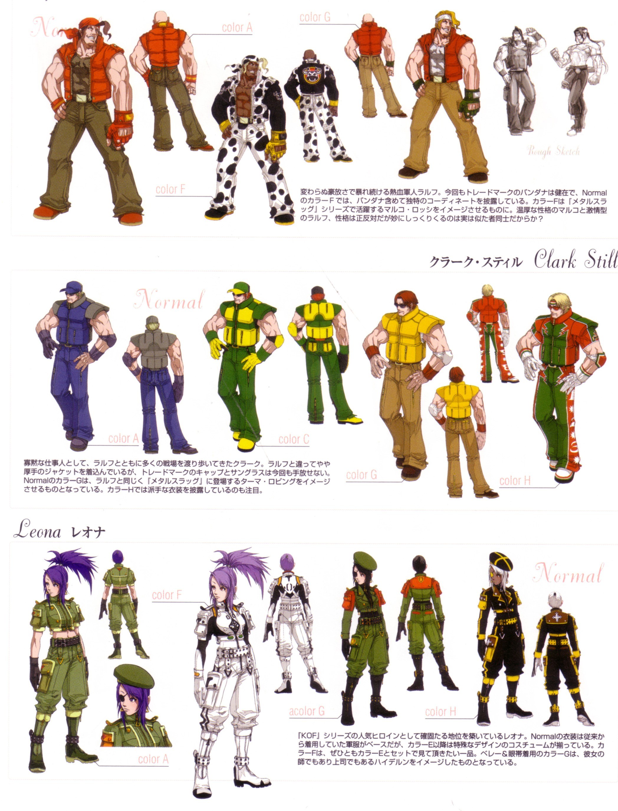 Character design sheets for fighting game