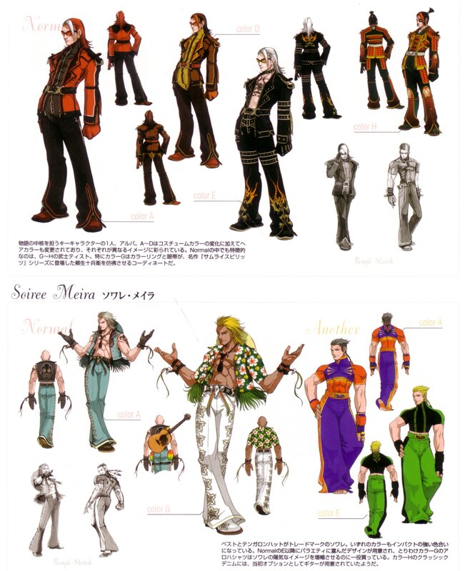 Character design sheets for two fighters