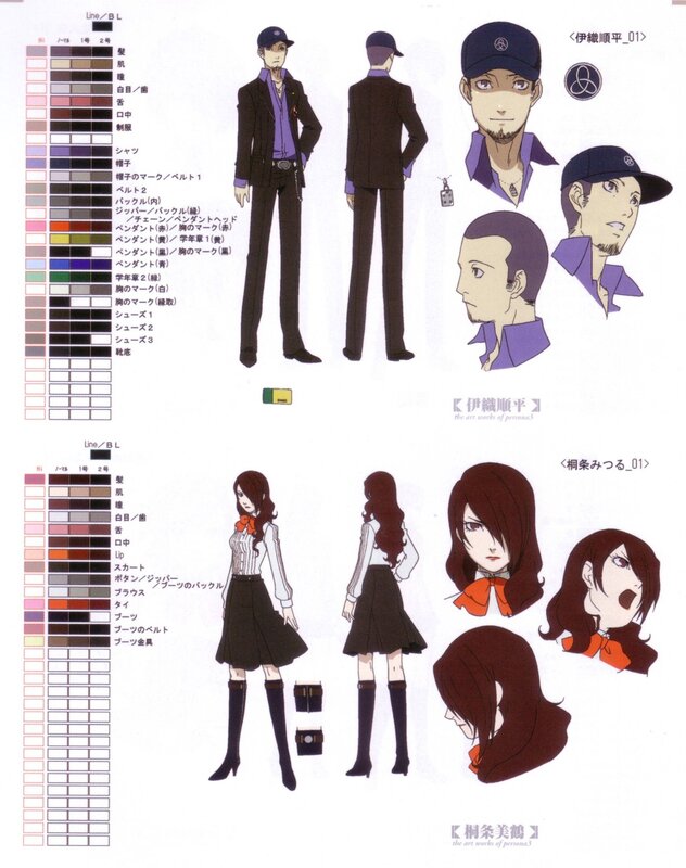 Character Design Sheets — Purple, Neutral, Manga