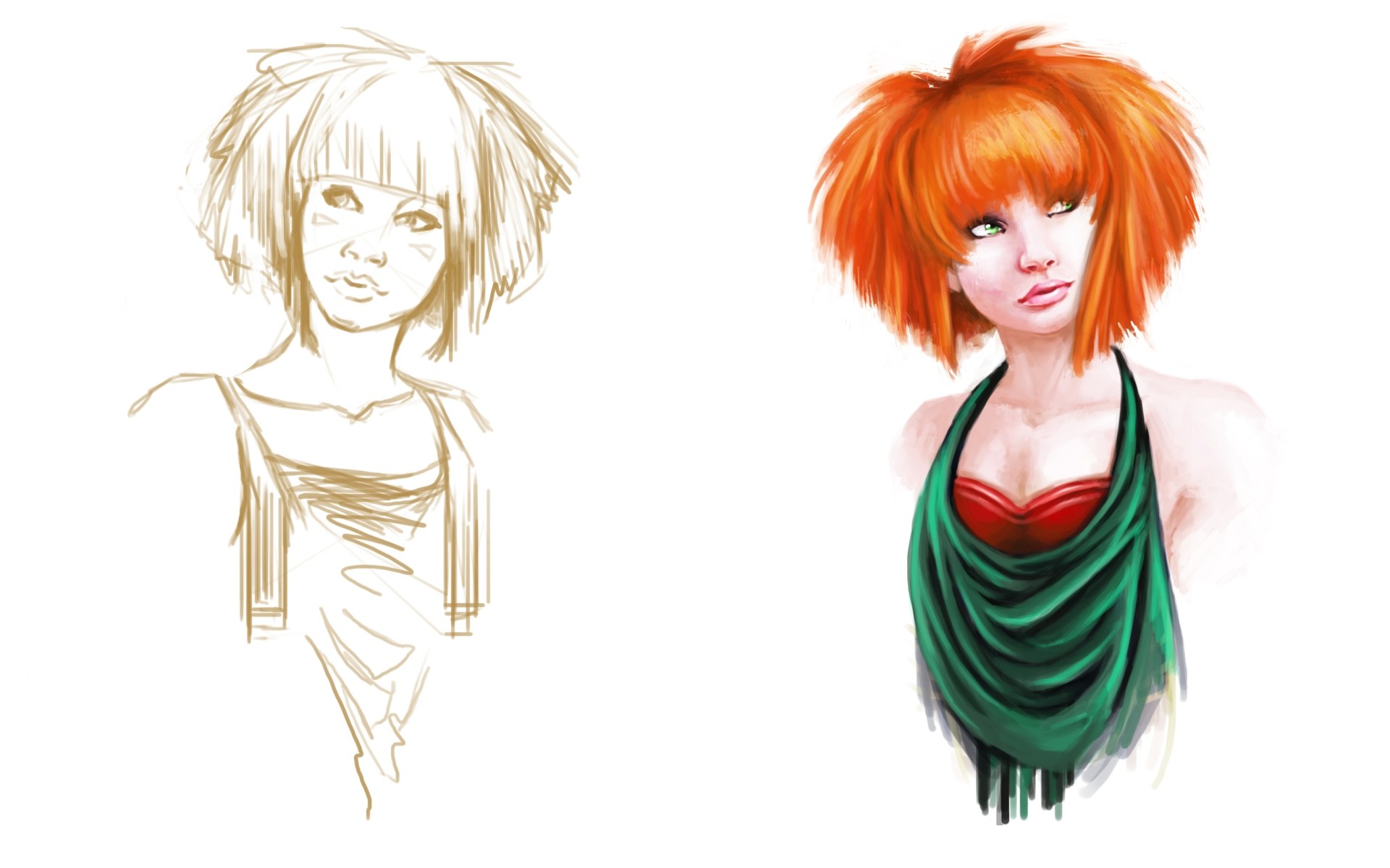 Character design sketch and render