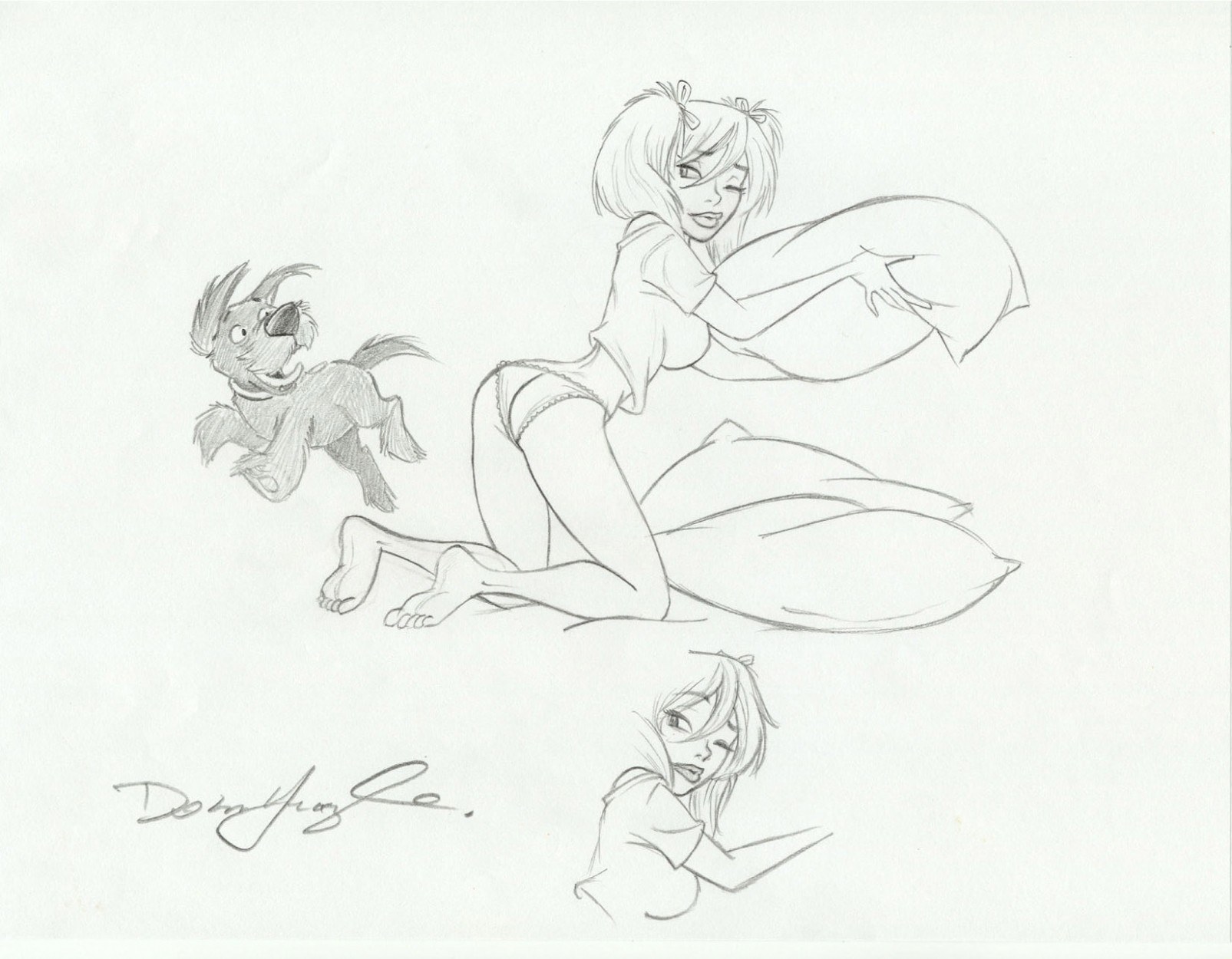 Character design sketch with dog