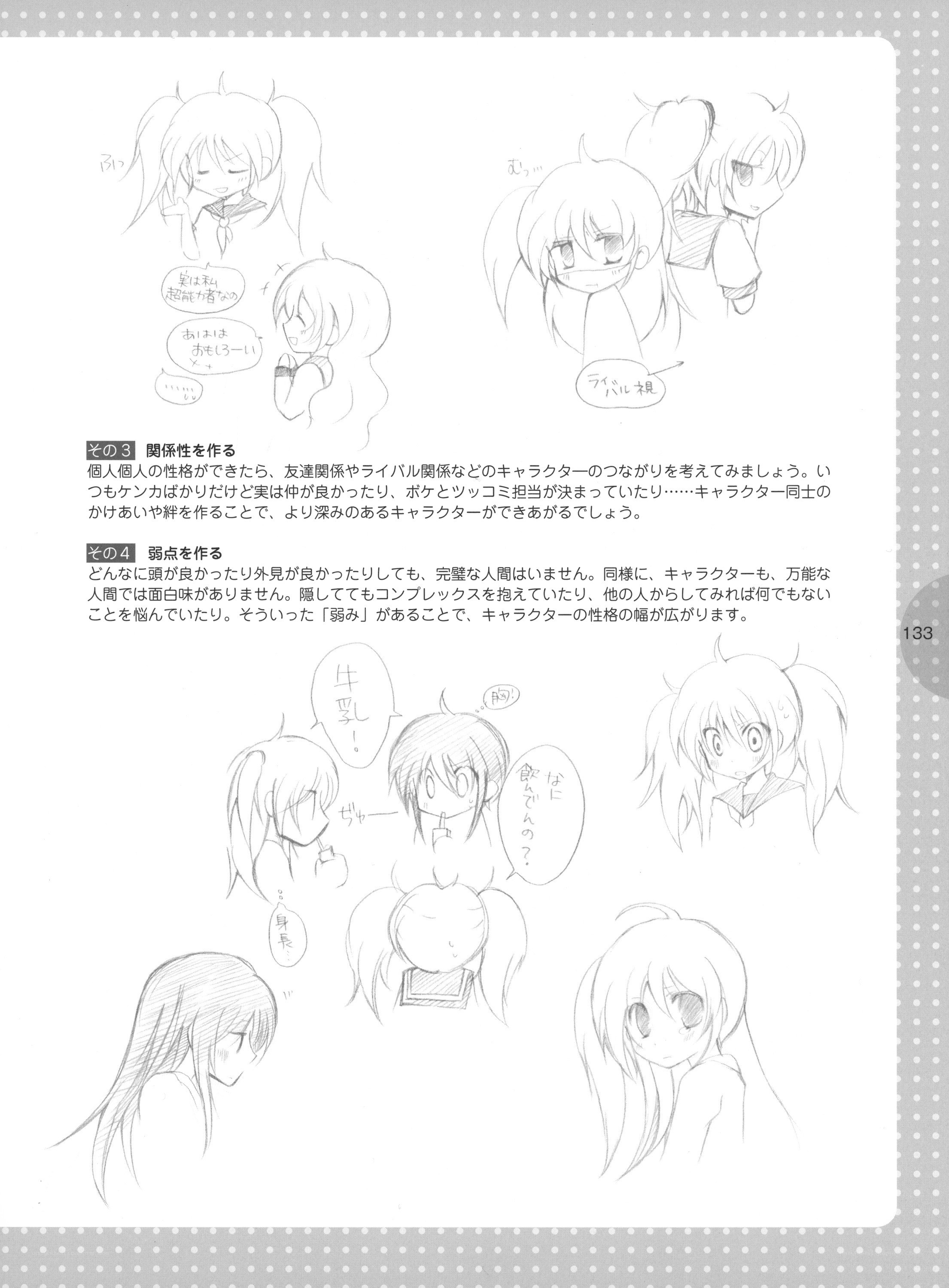 Character design sketches and notes