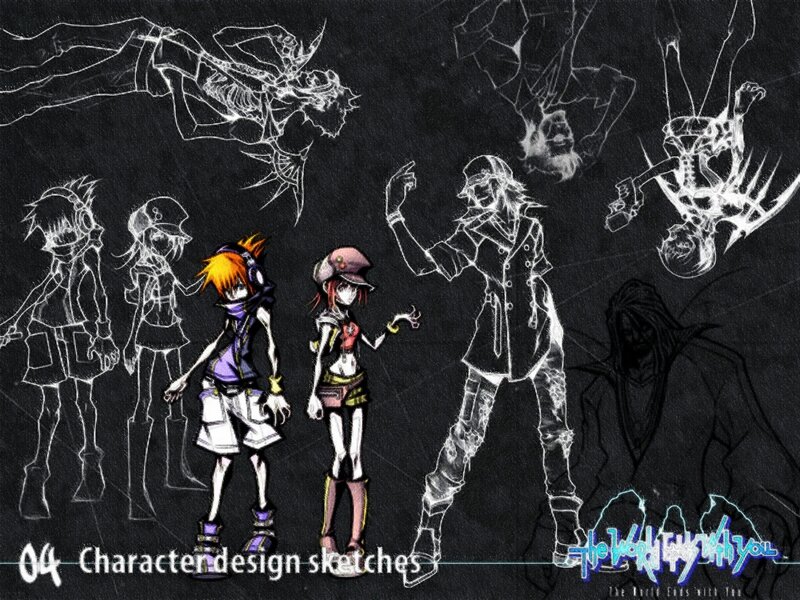 Character design sketches for The World Ends with You