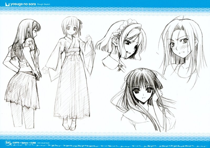 Character design sketches from Yosuga no Sora