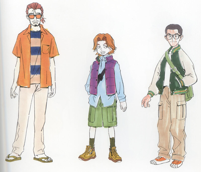 Character design sketches of three males