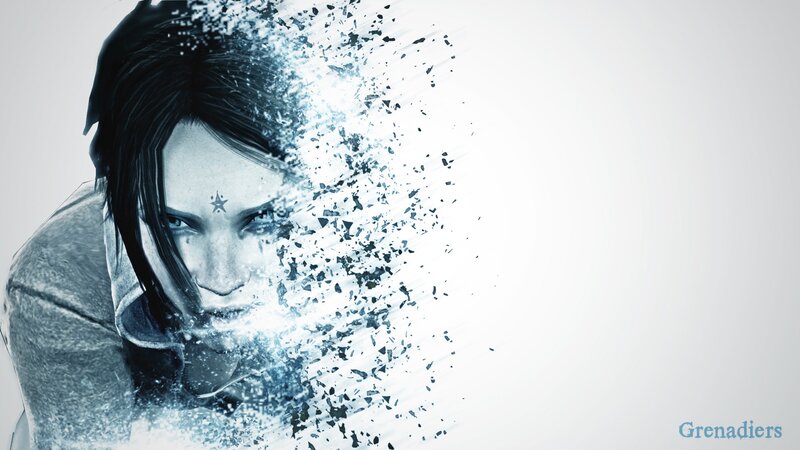 character disintegrating into particles