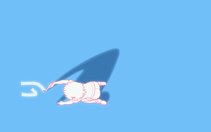 Character drawing with glowing symbol