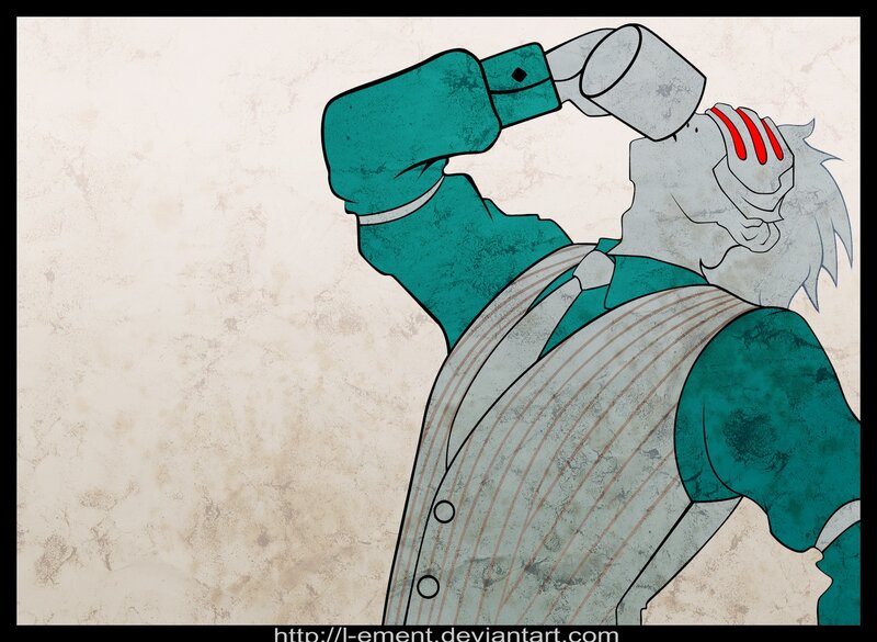 character drinking from cup