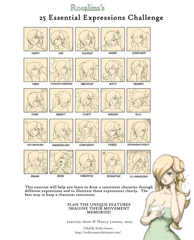 Character expression exercise sheet