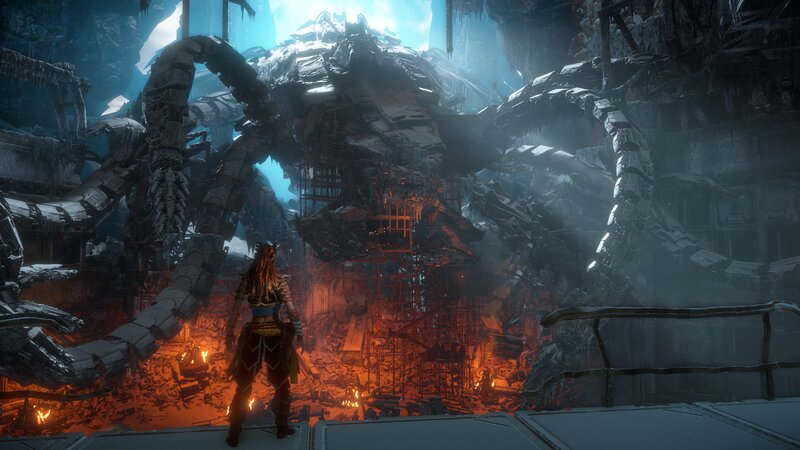 Character Facing Giant Creature — Gray