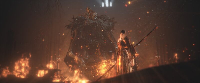 Character Facing Giant Creature — Orange