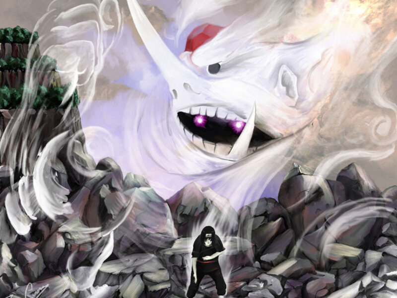 Character Facing Giant Monster — White