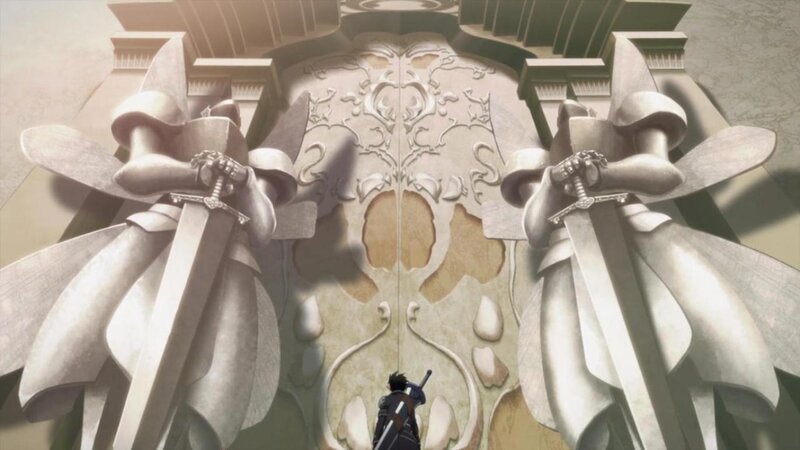 Character Facing Large Door