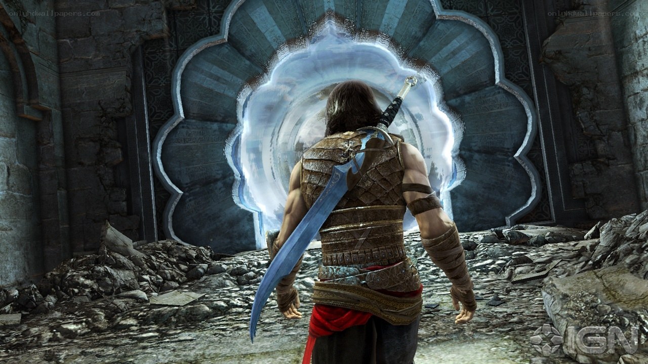 character facing magical portal