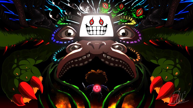 Character Facing Monster — Black