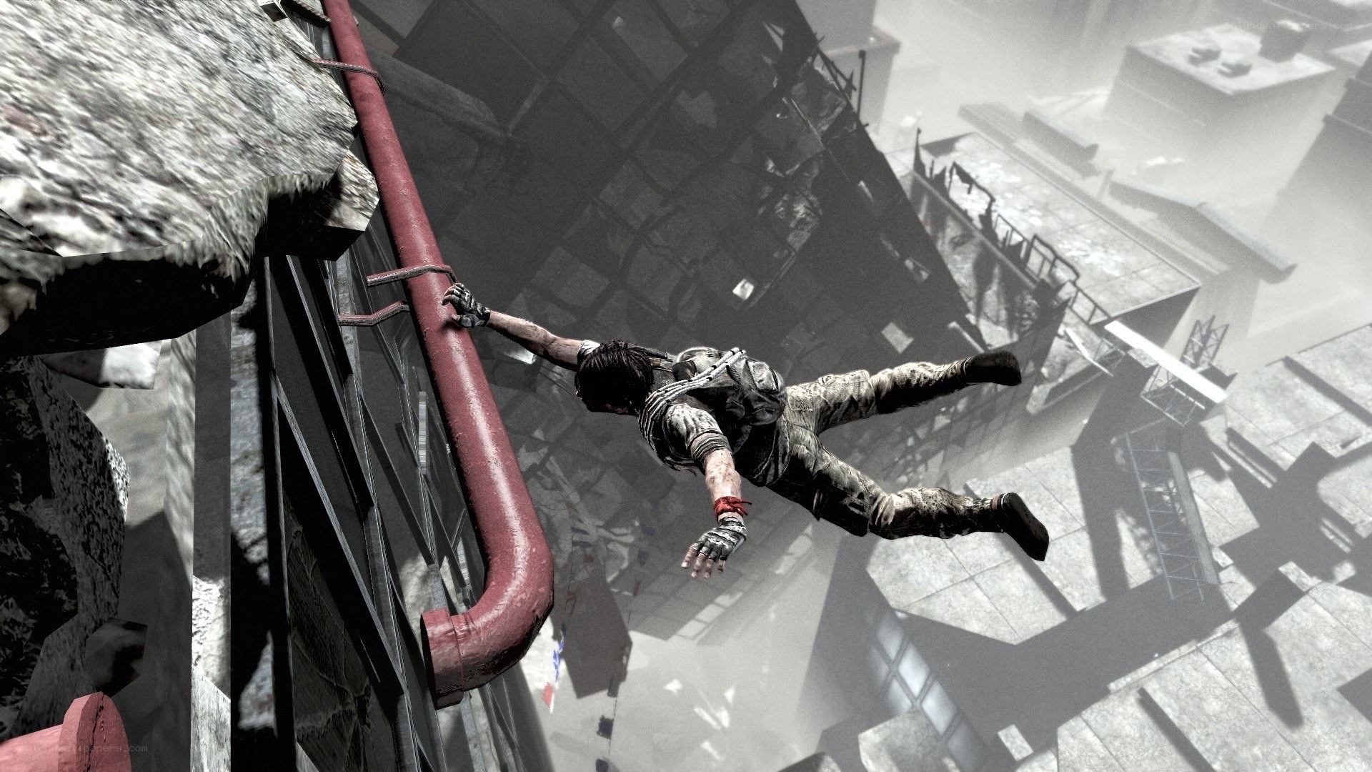 character falling from building