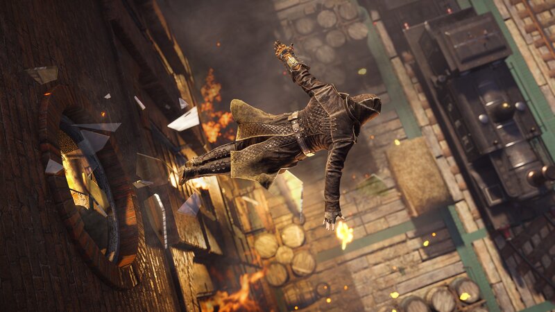 Character Falling from Building — Brown