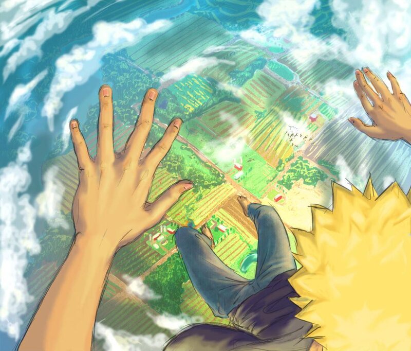Character Falling from Sky — Yellow