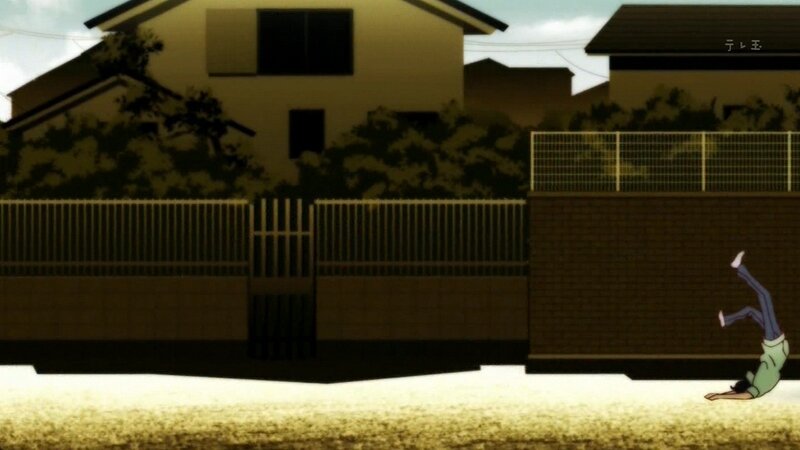 character falling in anime scene