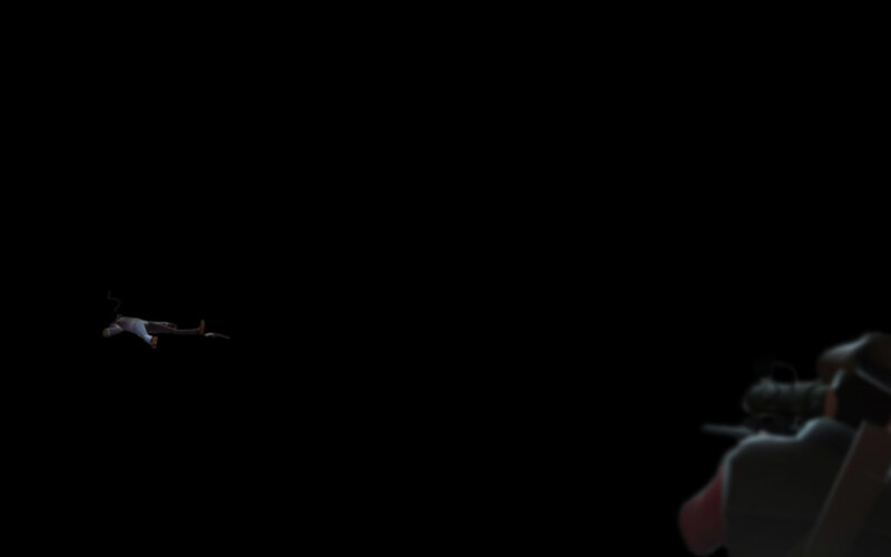 Character falling in dark space