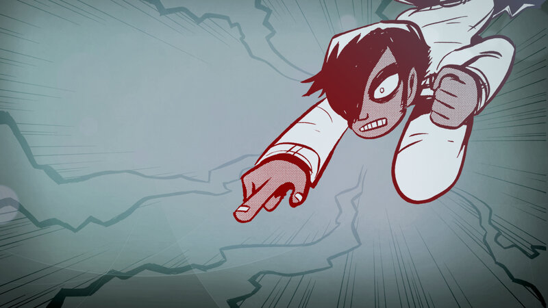 character falling in panic