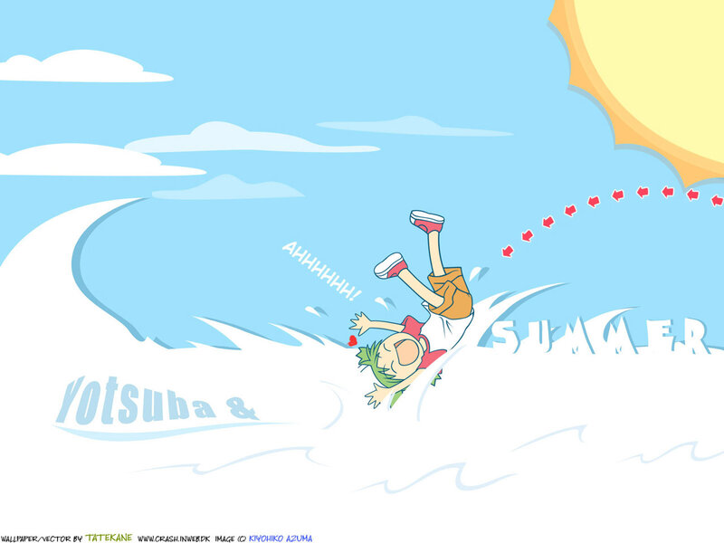 Character falling in summer scene