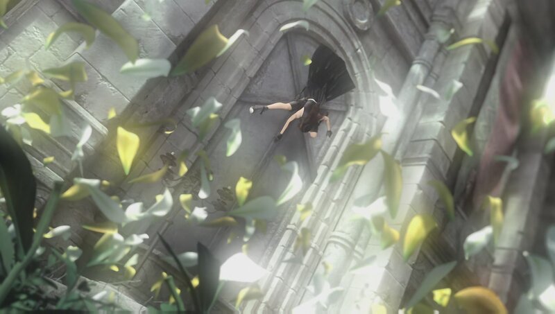 character falling through archway
