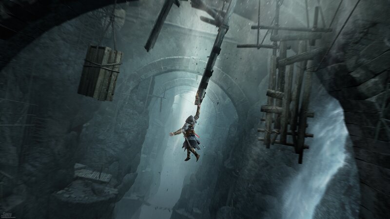 Character Falling Through Tunnel