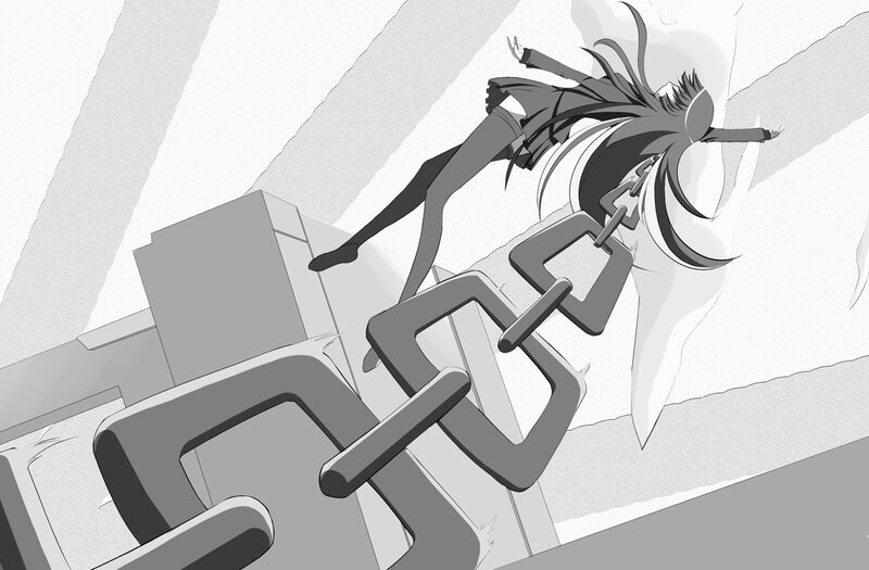character falling with chains