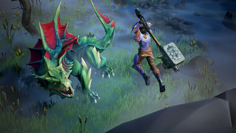 Character Fighting Dragon — Green