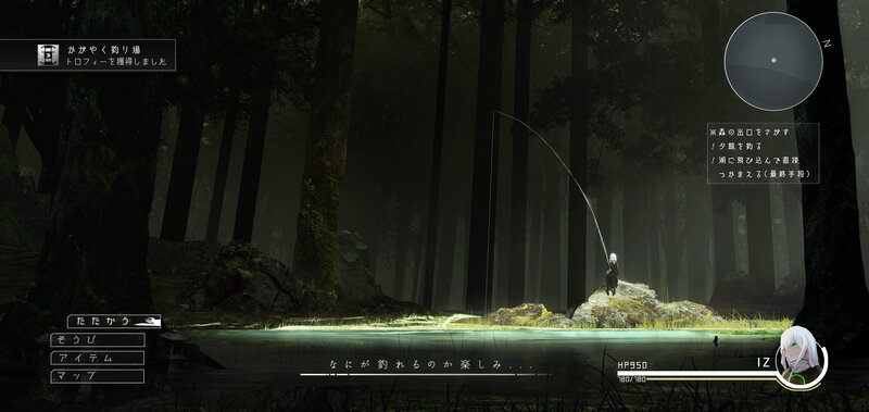 Character Fishing in Forest