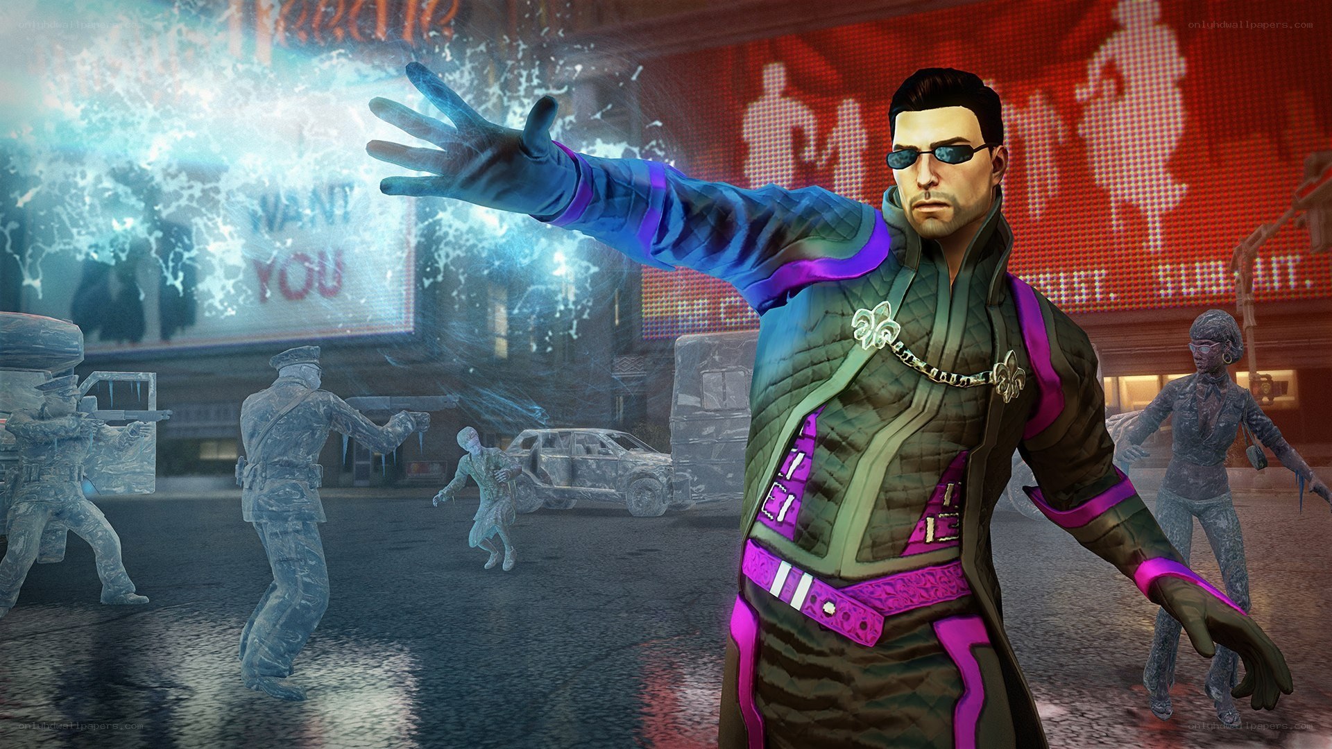 Character freezing enemies in city