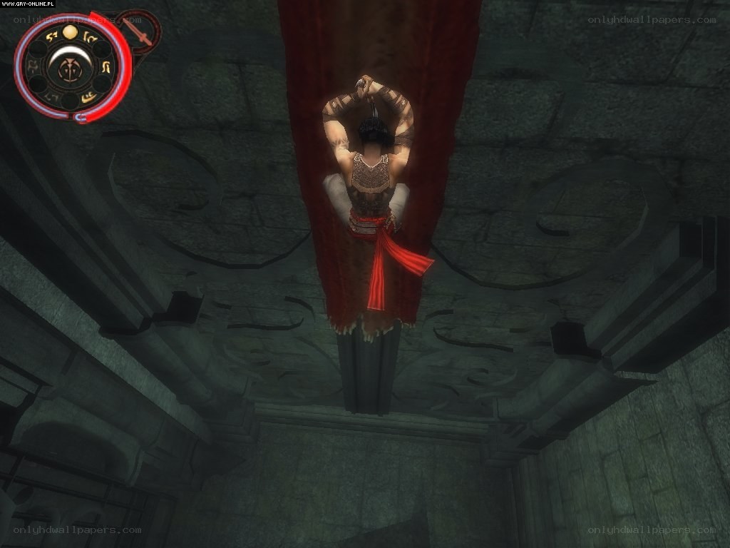 character hanging from a red cloth