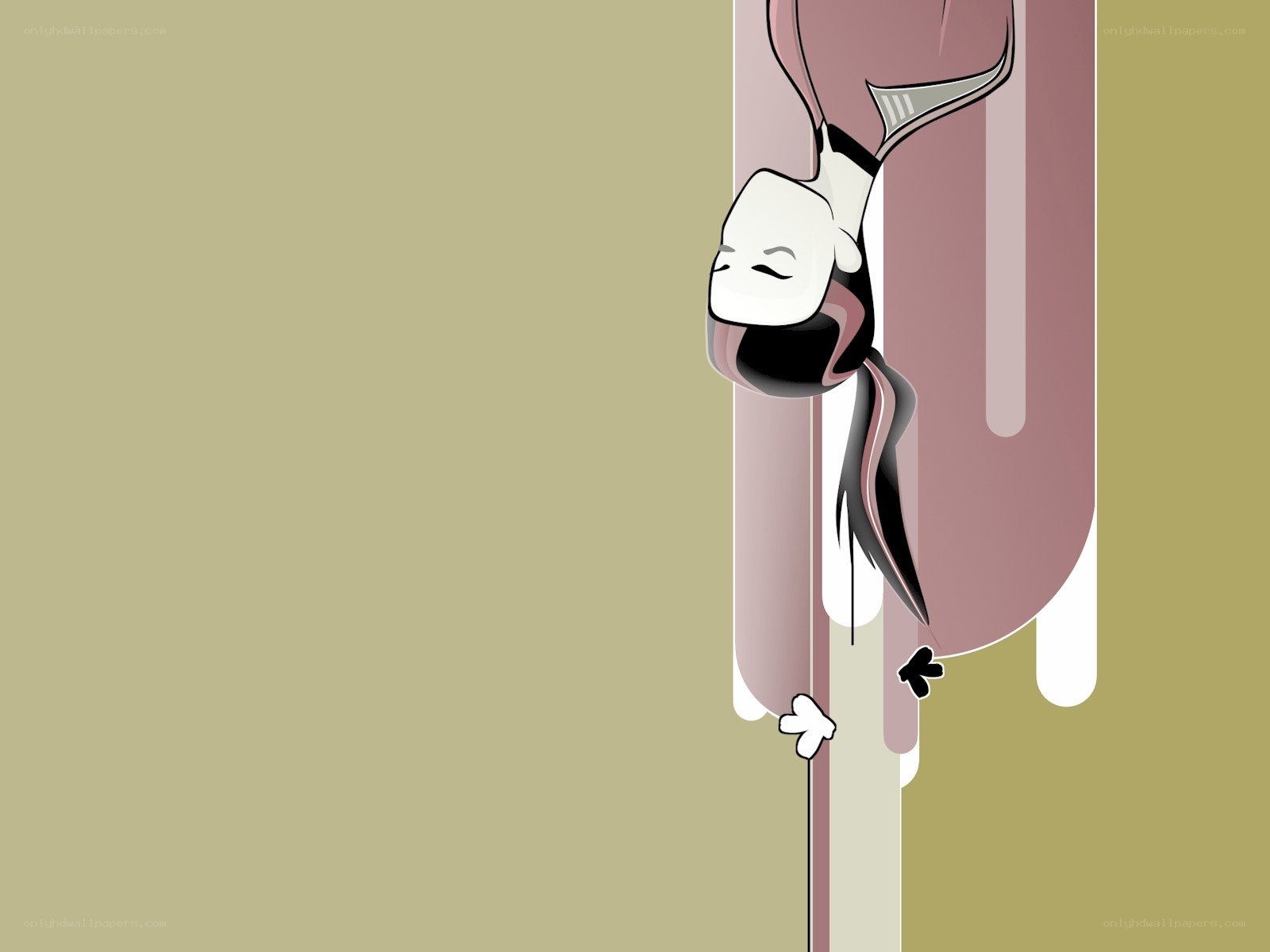 character hanging upside down