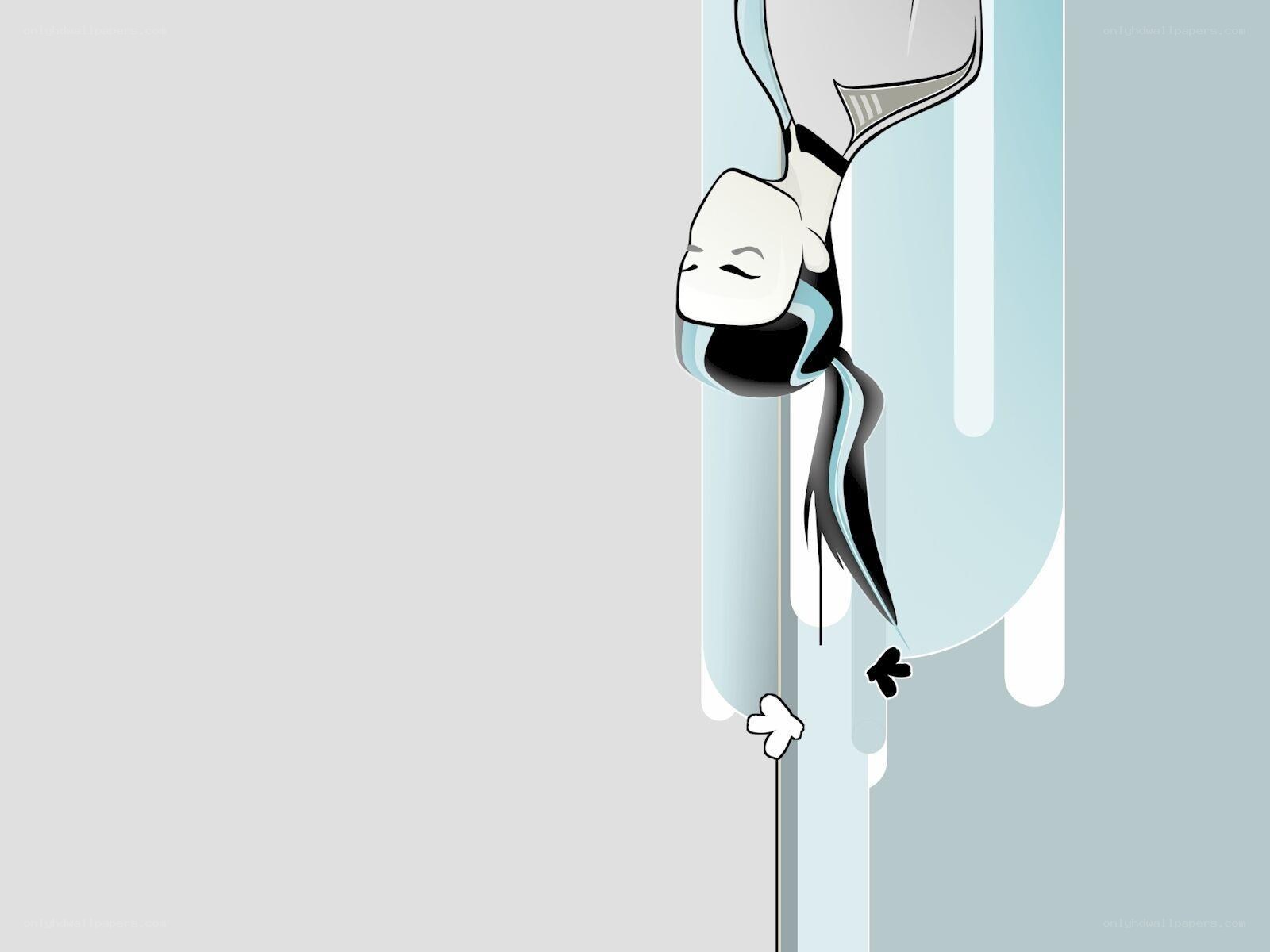 character hanging upside down