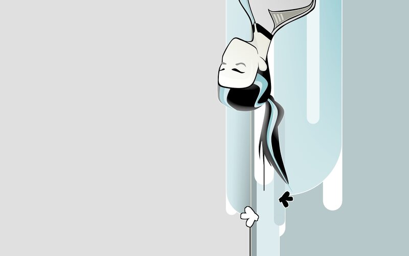 Character Hanging Upside Down — White