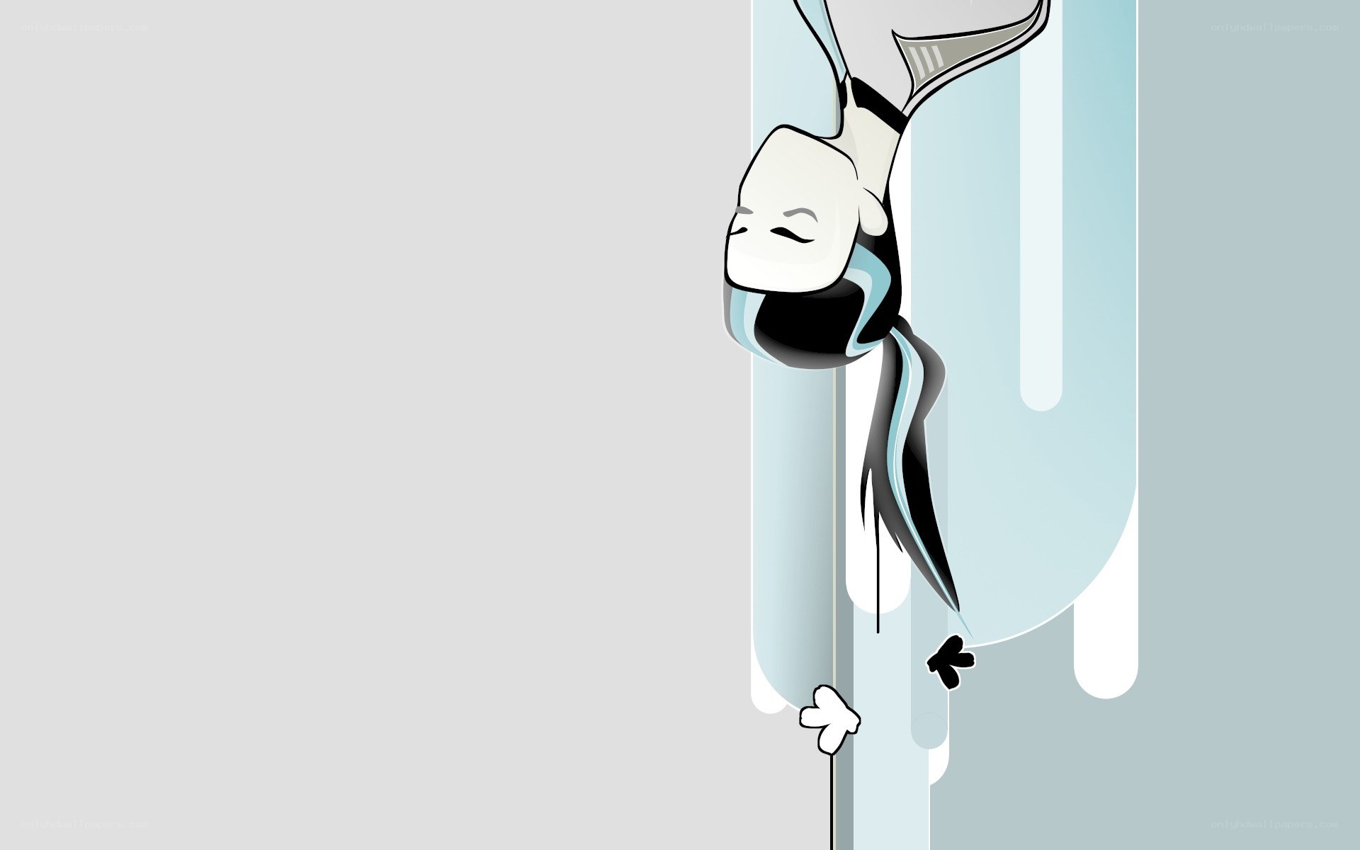 character hanging upside down