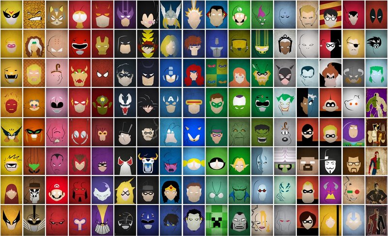 Character head portraits collage