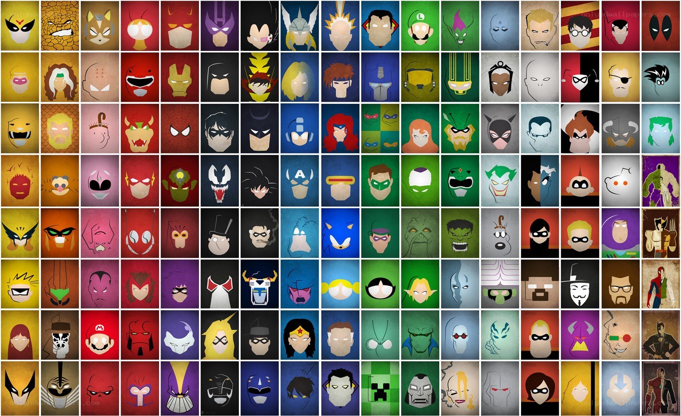 Character head portraits collage