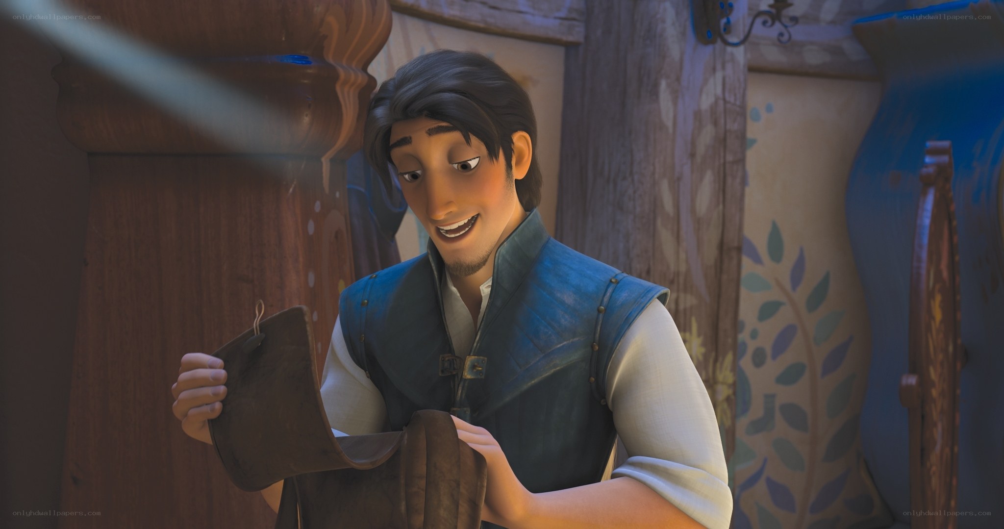 character holding a boot