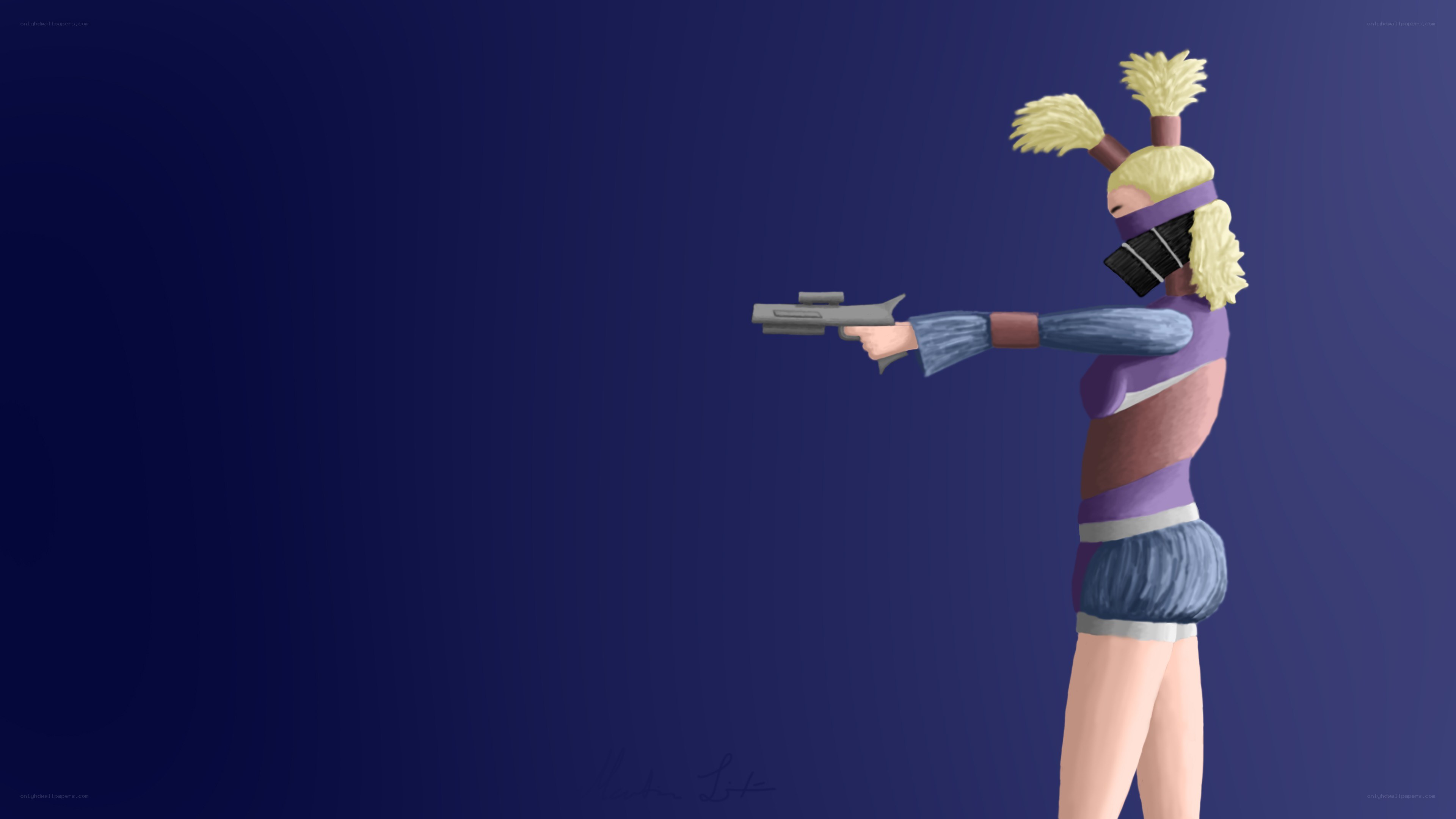 character holding a gun