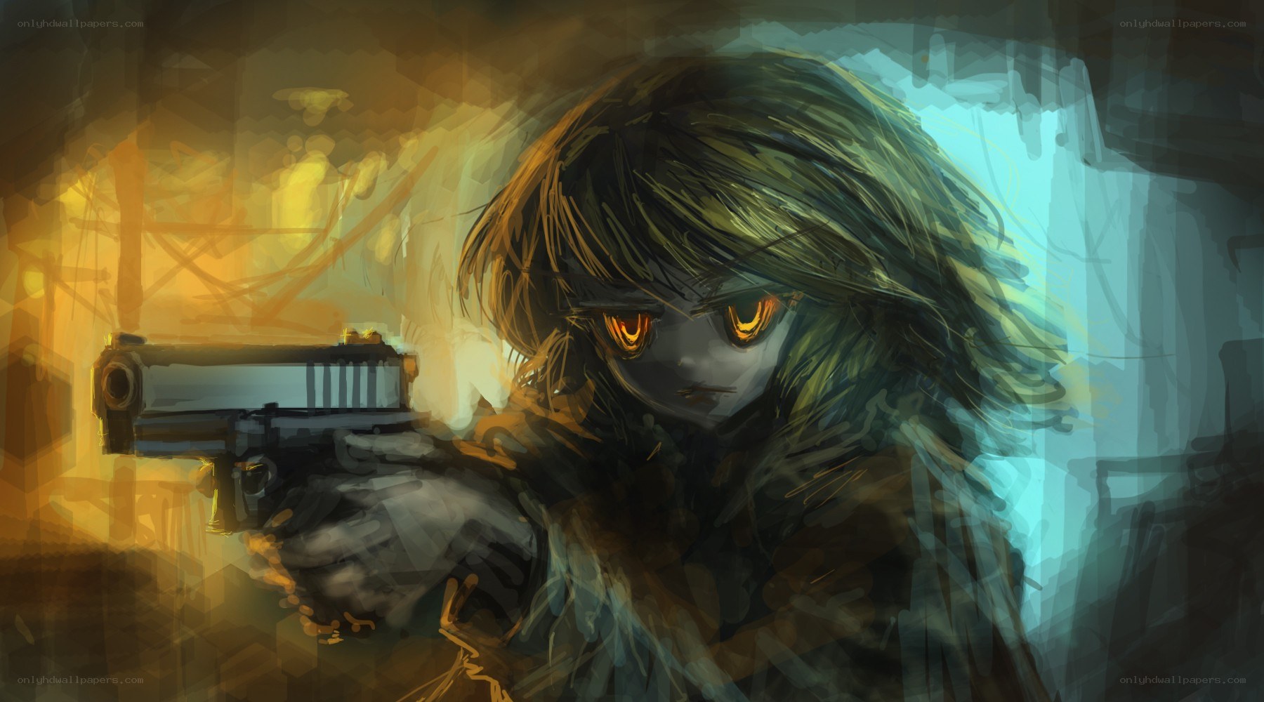 character holding a gun