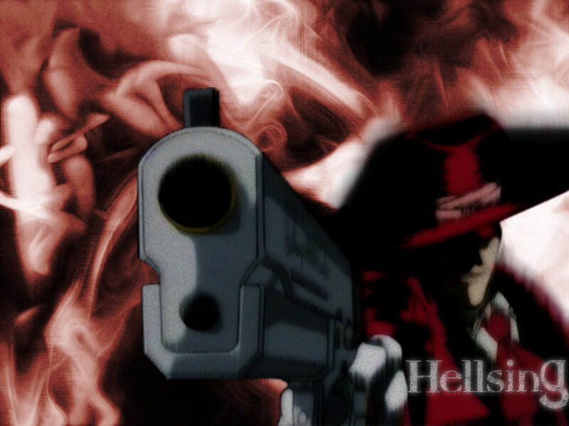 Character Holding a Gun — Red, Dramatic, Anime