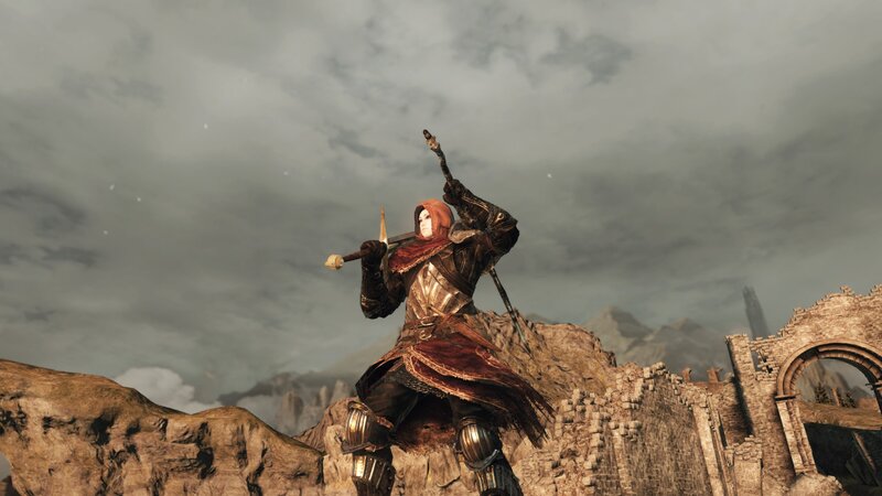 Character Holding a Staff — Gray