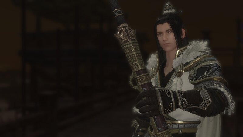 Character Holding a Sword — Black, Serious