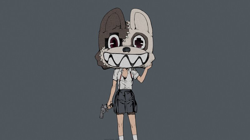 Character Holding Animal Mask