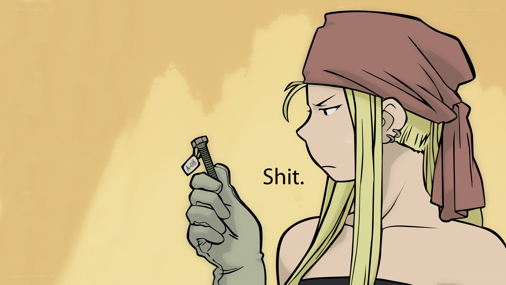 character holding bolt